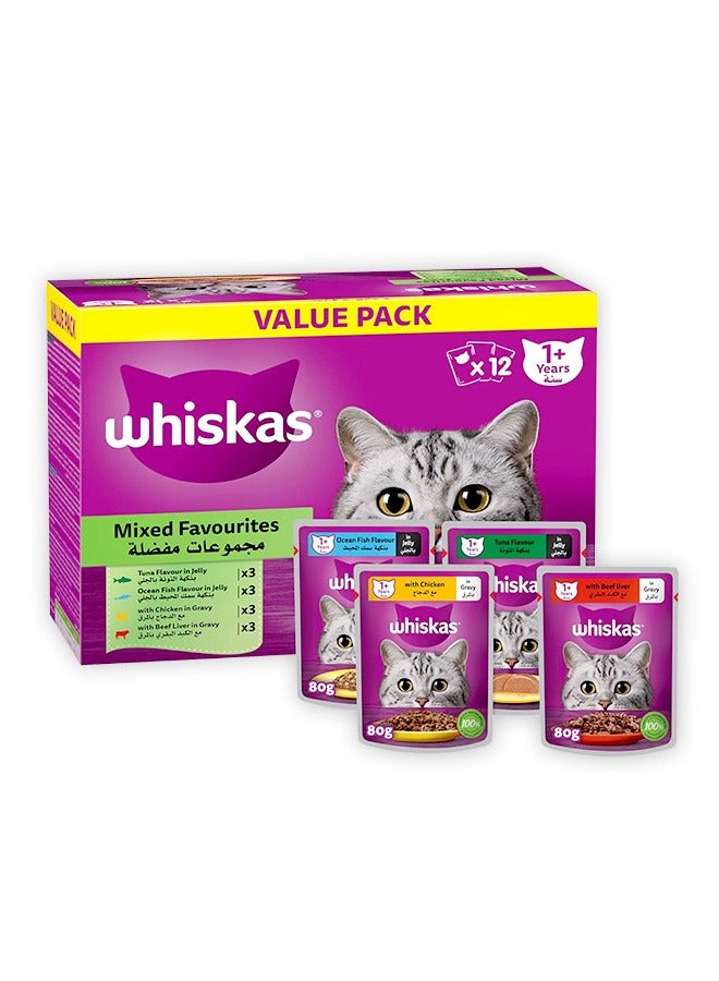 Whiskas Mixed Favourites Wet Cat Food - 80G (Pack Of 12) - Image 1